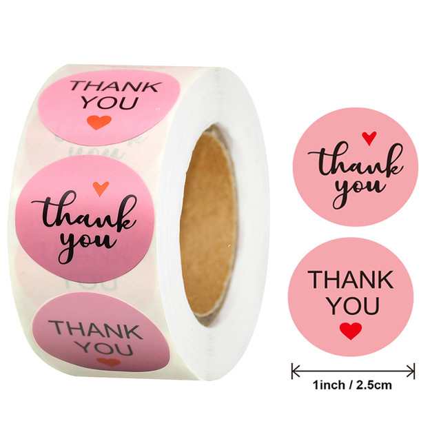 100-500pcs Thank You Stickers 1inch Pink Stickers Handmade Crafts Gift Box  Decoration Letter Stickers Scrapbooking Sticker - AliExpress